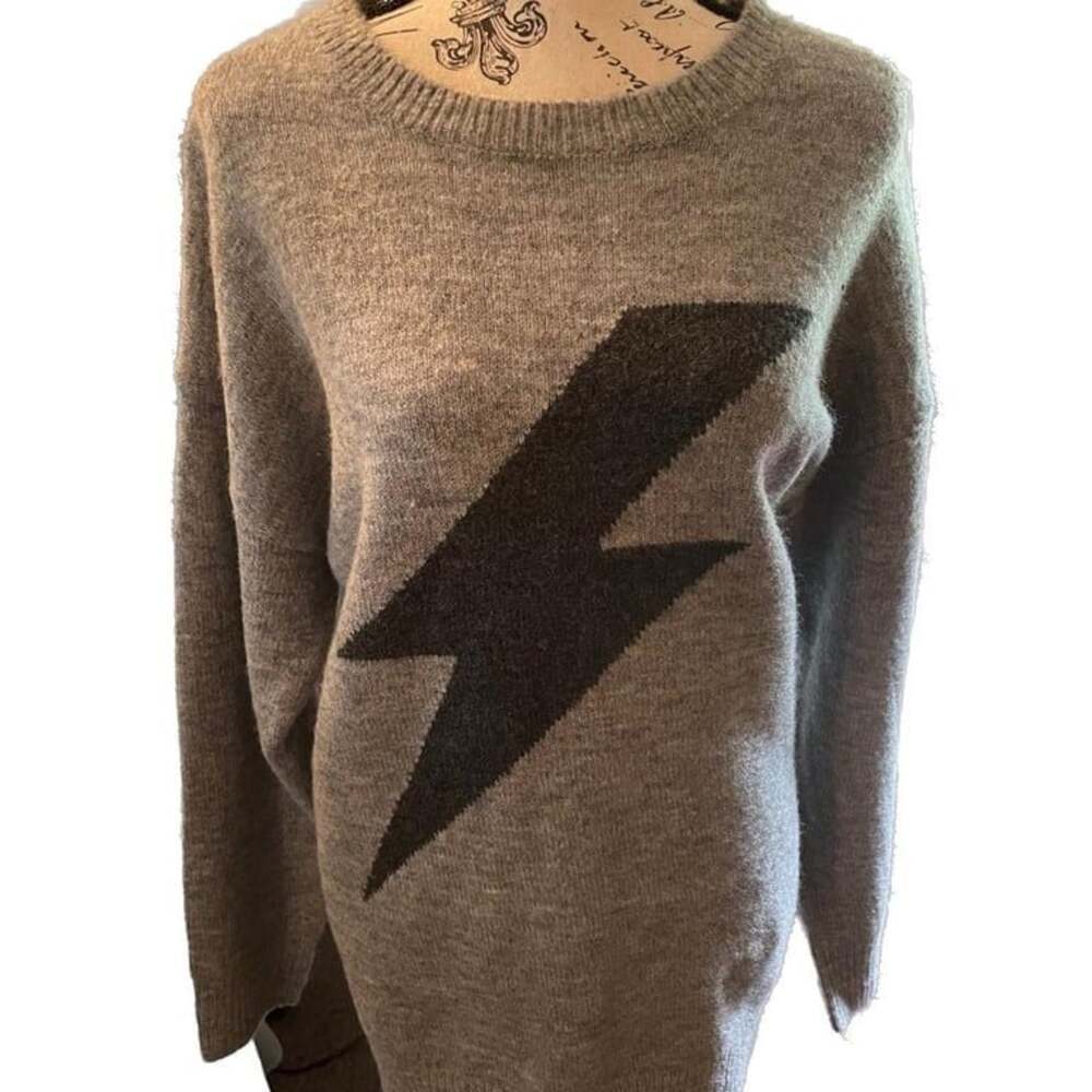 Boutique ee:some‎ "Lightening Bolt" Grey/Black, Pullover Sweater medium/large